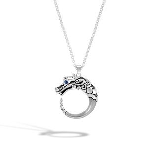 NEW John  Hardy Black Sapphire Naga Pendant on 18’’ sterling chain